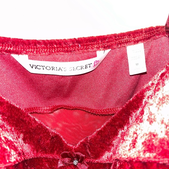 VTG Victoria's Secret Intimate Solid Maroon Babydoll Velvet Top Size M EUC - Picture 4 of 6